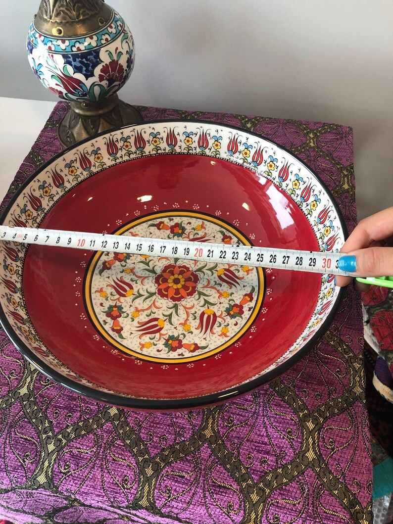 Large Colorful Ceramic Salad Bowl Large Turkish Ceramic Bowl Large Salad Bowl Serving Bowl