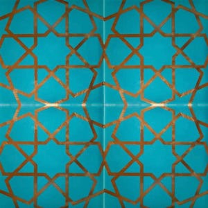 4x Turkish Ceramic Tile, Set of 4, Iznik Ceramic Tiles, Hamam Tile, Kitchen Tile, Stair Tile, 20x20 cm (7.8")