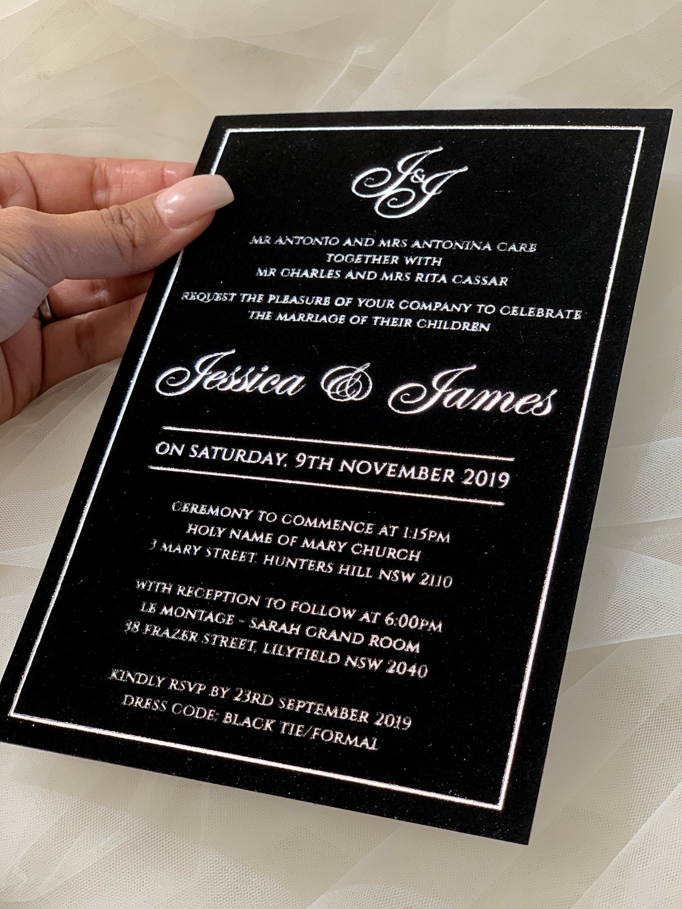 Velvet Wedding Invitation Free Shipping Personnalisé Etsy