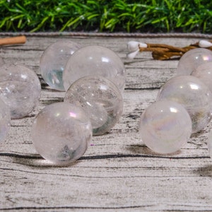 Clear Aura Quartz Crystal Beads,Angel Aura Quartz Bead,Angel Aura Spirit Quartz Crystals Ball,Titanium Aura Quartz Crystal