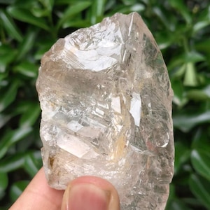 Special Offer!Rare Skeletal Clear Quartz Crystal, Natural Elestial Quartz Specimen, Raw Healing Crystal with Golden Inclusions