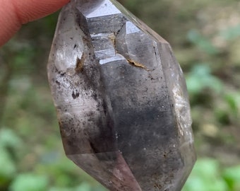 Double Terminated Herkimer Quartz Crystal for Jewelry Making-Undrilled/Clear Quartz with Black Carbon Included/Quartz Inclusion-55*30*26 mm