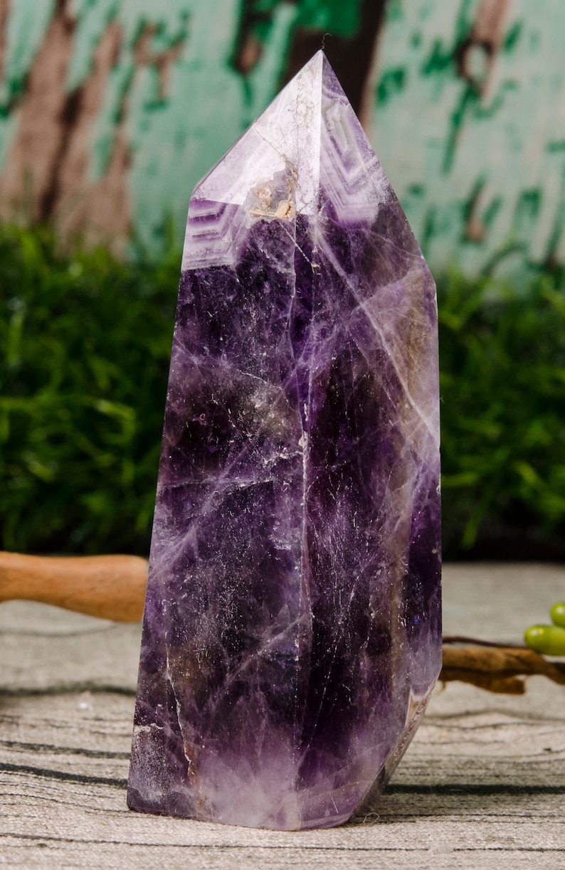 Chevron Amethyst Quartz Tower,Auralite 23,Auralite Tower,Amethyst Quartz Tower,Crystal Tower Point,Chakra,Reiki,Gift for Him,gift for her