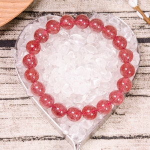 Natural Strawberry Crystal Bracelet,Jewelry,Pendant,Strawberry Crystal Beads,Crystal Bracelet,Gift for Her,Crystal Bracelet,Gift for Mom