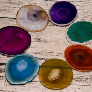 Achat-Scheiben, Achat-Geodenscheibe Druzy, Achat-Tischkarten, Achat-Untersetzer, Hochzeitskristall-Tischkarten, Schüttgut-Achat-Scheiben, Durchmesser 75-105 mm
