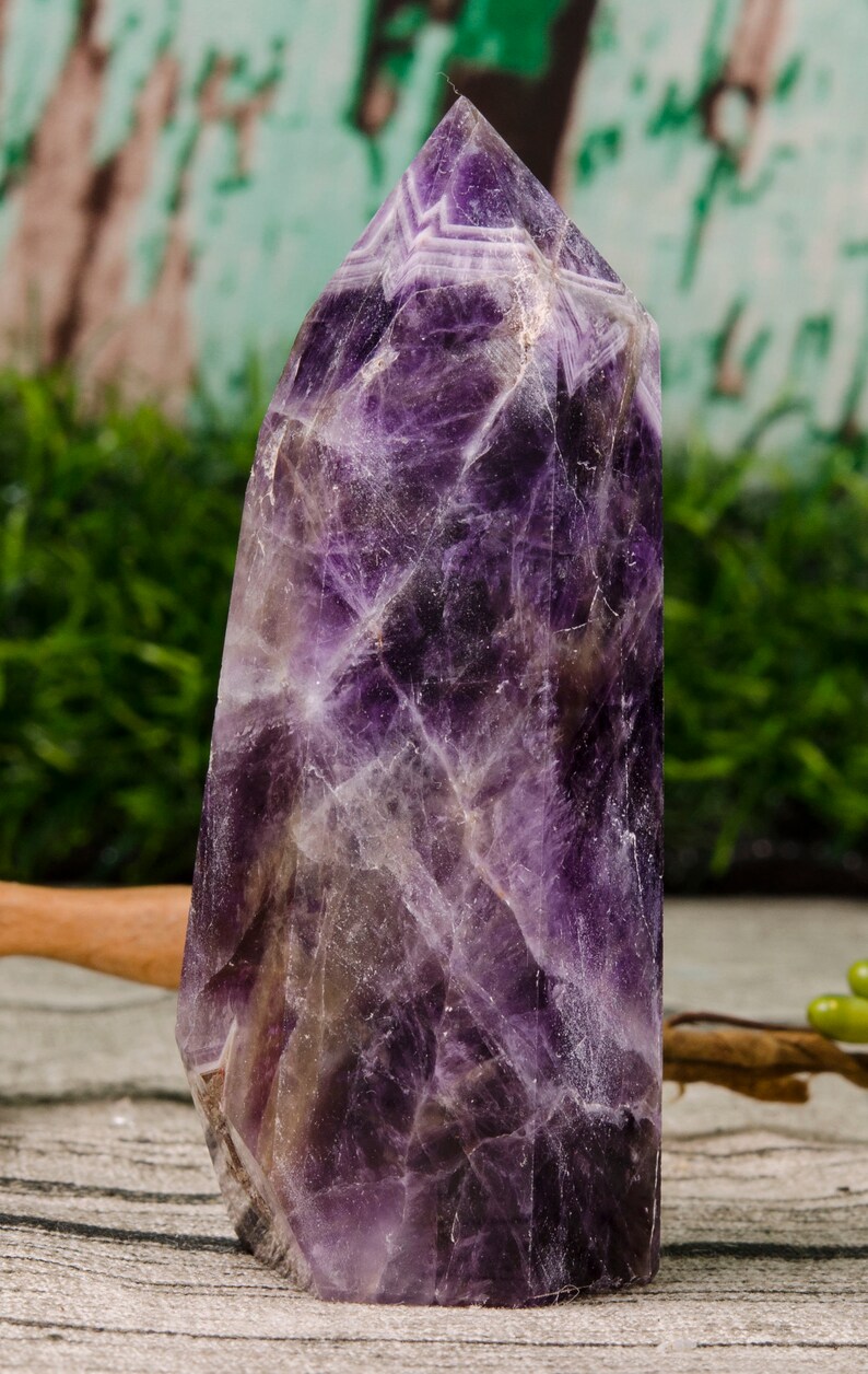 Chevron Amethyst Quartz Tower,Auralite 23,Auralite Tower,Amethyst Quartz Tower,Crystal Tower Point,Chakra,Reiki,Gift for Him,gift for her