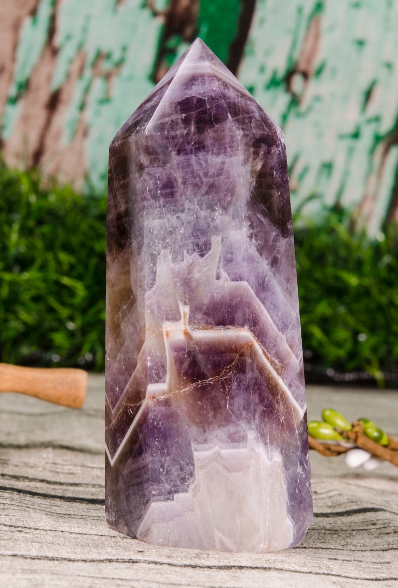 Chevron Amethyst Quartz Tower,Auralite 23,Auralite Tower,Amethyst Quartz Tower,Crystal Tower Point,Chakra,Reiki,Gift for Him,gift for her