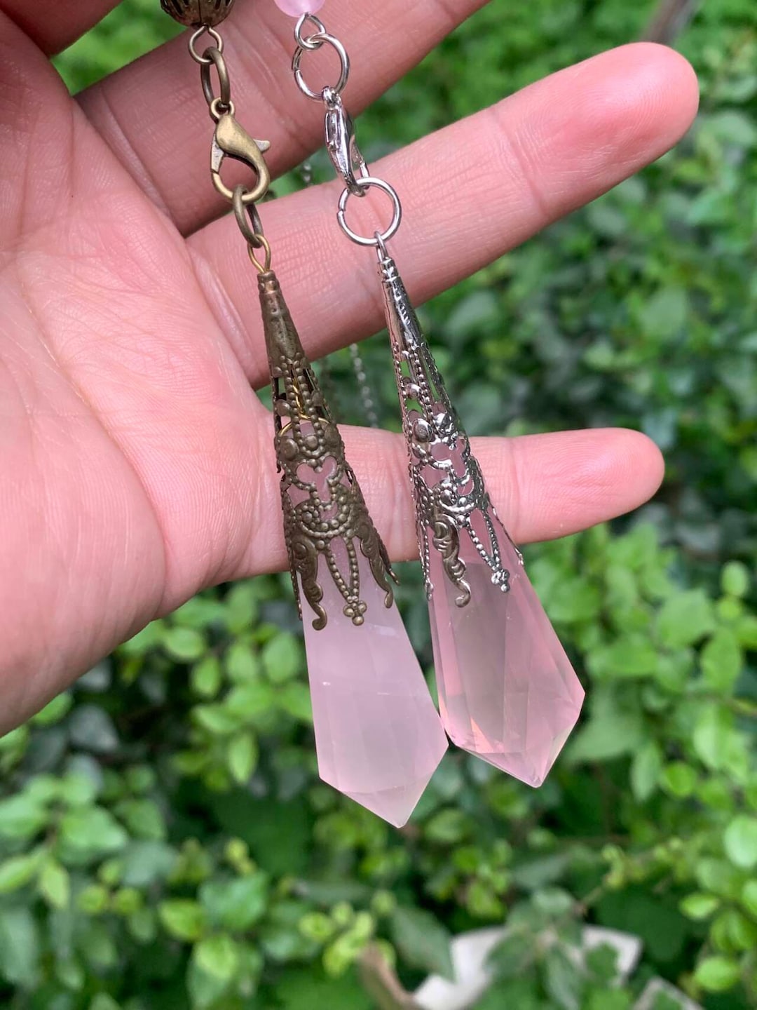 Rose Pendulum/natural Rose Quartz Crystal/pink Quartz/rose Quartz ...