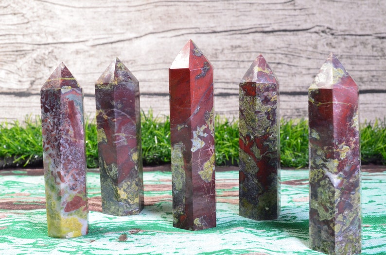 Dragon Blood Stone Crystal Wand,Healing Gem Stone Obelisk Tower,Dragon Blood Obelisk Tower,Metaphysical Energy Tool,Meditation,Reiki,Chakra 