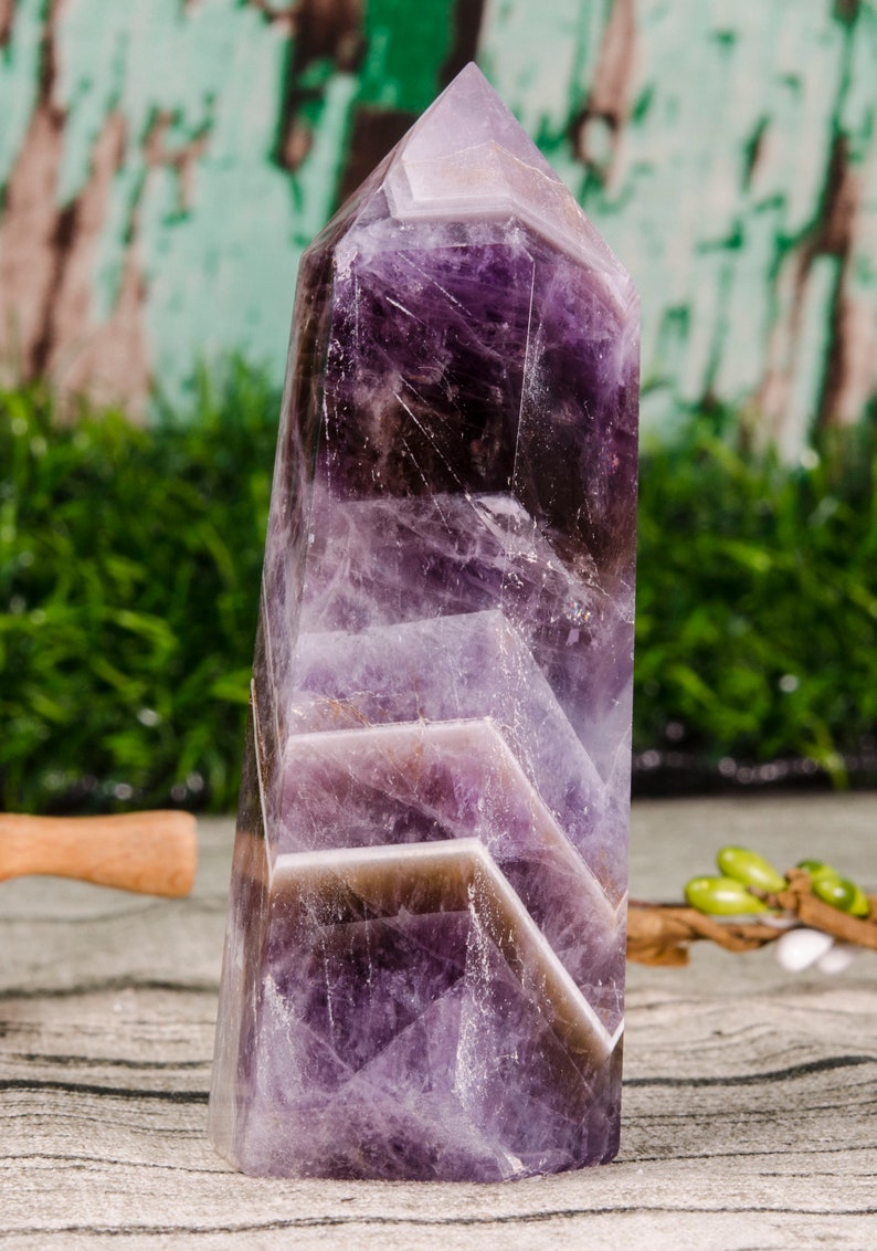 Chevron Amethyst Quartz Tower,Auralite 23,Auralite Tower,Amethyst Quartz Tower,Crystal Tower Point,Chakra,Reiki,Gift for Him,gift for her