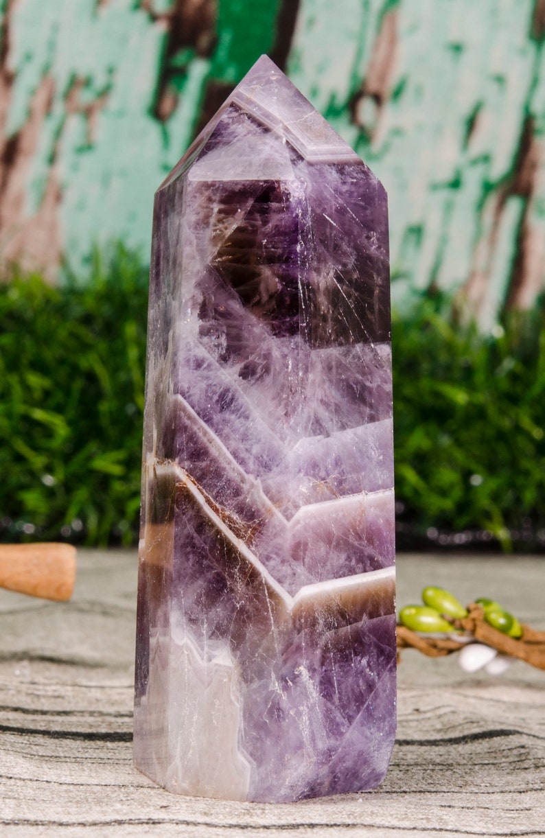 Chevron Amethyst Quartz Tower,Auralite 23,Auralite Tower,Amethyst Quartz Tower,Crystal Tower Point,Chakra,Reiki,Gift for Him,gift for her