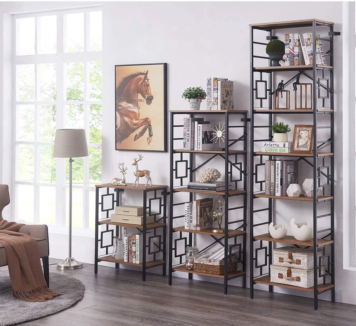 Industrial Open Bookcase 7Tier Tall Bookshelf Storage Etsy