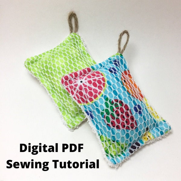 Reusable Sponge Sewing Tutorial, Digital PDF Eco Sponge Tutorial, Washable Sponge PDF Download, Kitchen Sewing Tutorial