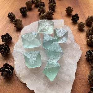 Raw Fluorite Octahedron: Crystal Gridding Stone, Sacred Geometry