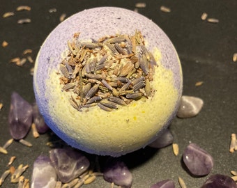 Bomba de baño de limón lavanda, cristal de amatista, bomba de baño de cristal, regalo de spa, regalo del Día de las Madres