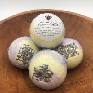 Lavender Lemon Bath Bomb with Amethyst Crystal: Spa Gift