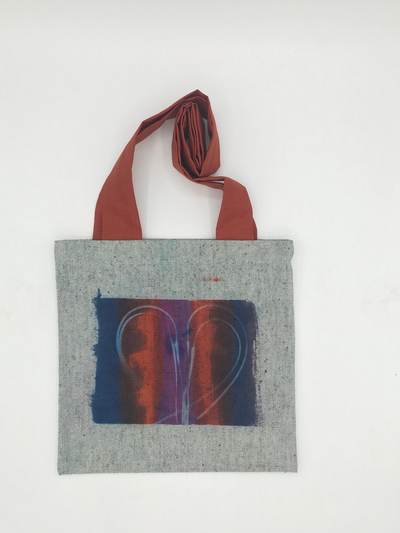 Heart Tote Bag, Garlic Tote, Cyanotype Tote, Sun Print Garlic Scape Bag image 10