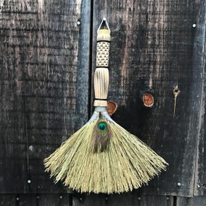 Peacock Double Hen Wing Broom, Witches Broom, Broom for Wedding