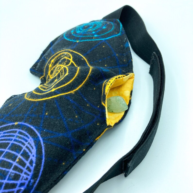 Crystal Eye Mask, Hidden Pocket Meditation Mask, Weighted Eye Mask, Lavender Eye Pillow, Tigers Eye Crystal Chips, Spa Mask, Gift for Mom image 3
