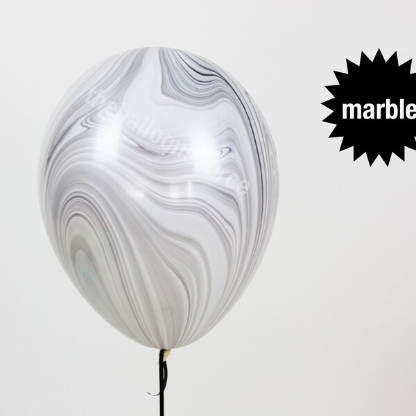 Black Marble Balloons Set of 3/6/12/25/50QTY | Black & White Balloons Party Decor Bridal Wedding Shower Engagement Decorations Anniversary