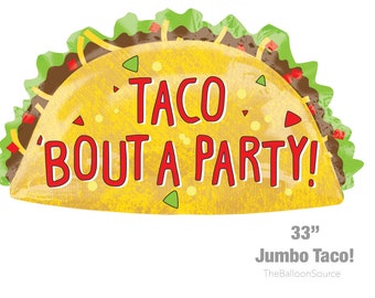 33" Taco Bout A Party Jumbo Balloon | Large Supershape Cinco De Mayo Taco Tuesdays Party Decoration Birthday Pizza Junk Food Fiesta