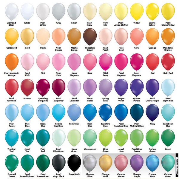 Balloons Set of 3/6/12/25/50QTY | 11" Round Latex Balloons Solid Colors, Premium Balloons for Balloon Garlands, Bouquets, Color Chart