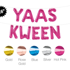 Globos de pancarta de Yas Kween / Pancarta de cumpleaños de Yas Queen, decoración para despedida de soltera, pancarta de despedida de soltera, decoraciones para fiesta de compromiso