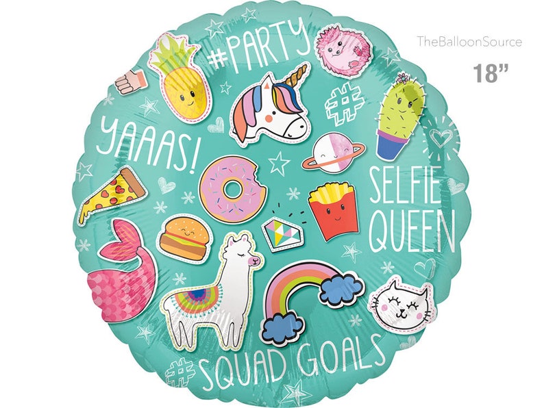 Decoration Tween 13th Birthday Vibes LOL OMG Party Fun Mint Foil Mylar Decor Baby Shower 18 Llama Selfie Celebration Party Balloon