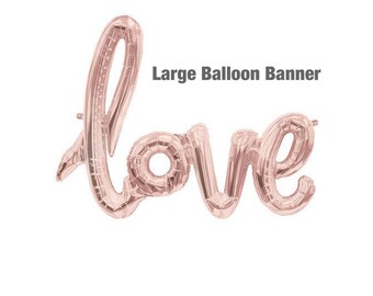 Love balloon banner | Rose Gold letter balloons for Wedding Prop Engagement Valentines Day Backdrop Party Supply Proposal Decor