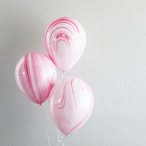 Red White Marble Balloons Agate Swirl Latex Balloons | Unicorn Mermaid Theme Birthday Party Decorations Red Swirl Balloons Party Decorations
