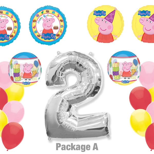 Peppa Pig Party Balloon Kit | Party Decoration Party Supplies Foil Mylar Latex Balloons Cake Pink Nickelodeon Kids Birthday Huge Balloons