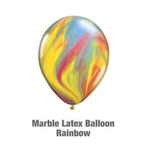 Set of 6/12/25/50QTY  Rainbow Marble Balloons | Unicorn Mermaid Theme Tropical Birthday Party Supply Unique Tie Die Swirl Balloons