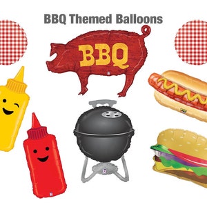 Ballons pour barbecue | Décorations de fête pour barbecue Décorations de barbecue Décorations du 4 juillet Rôti de porc Articles de fête Ballon de ketchup Ballon pour hamburger Barbecue d'été