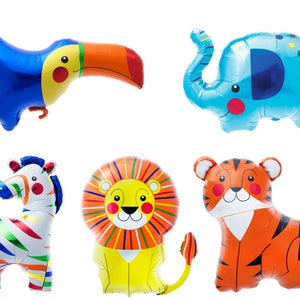 Jumbo Animal Balloons | Elephant Balloon, Lion Balloon, Tiger Balloon, Zebra Balloon, Circus Animals, Safari Theme Decor Foil