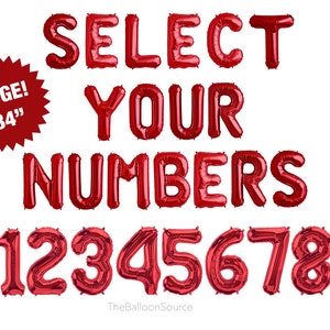 34 LARGE RED Number Balloons Red Number Balloon Banner Birthday ...