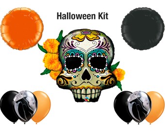 Día de los Muertos Balloon Bouquet | Halloween Balloon Bouquet, Sugar skull Balloon, Day of the Dead Party Decor