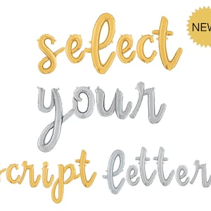 Script Letter Balloons | Cursive Letter balloons 14&quot; Foil Mylar Airfill letter balloons Custom Balloon Garland Baby Shower Bridal Wedding
