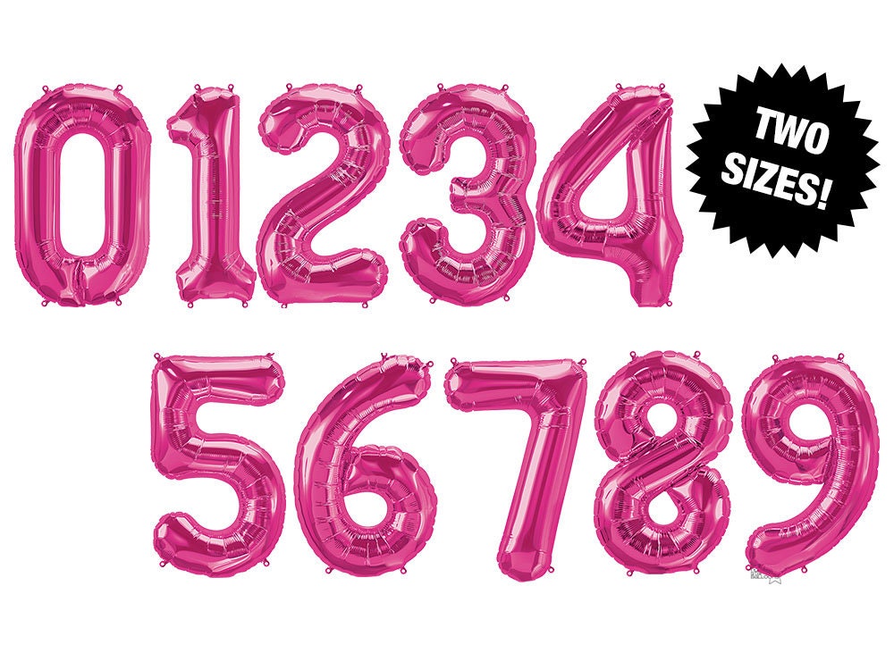 Hot Pink Number Balloons 34 Jumbo Number Balloon Etsy