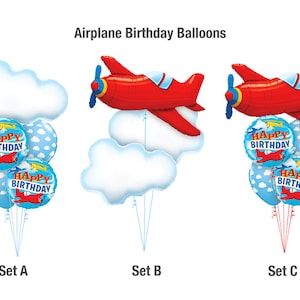 Flugzeug-Ballonstrauß | 5 Stück Flugzeug und Wolken Luftballons für Jungen Geburtstag, erster Geburtstag, Luftfahrt Thema Party Flugzeug Geburtstag Party Dekor