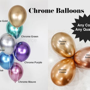 Chrome Balloons Set of 3/6/12/25/50QTY | Metallic Balloons Latex Balloons Chrome Party , Pink Balloon, Purple Balloon, Blue & Green Balloon
