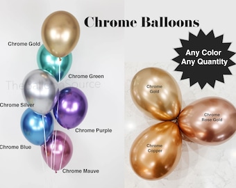 Chrome Balloons Set of 3/6/12/25/50QTY | Metallic Balloons Latex Balloons Chrome Party , Pink Balloon, Purple Balloon, Blue & Green Balloon