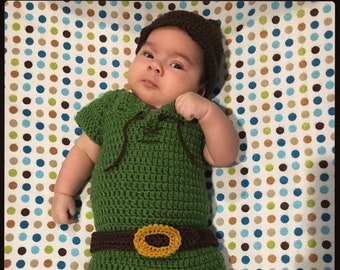 Robin Hood Inspired Costume/Robin Hood Crochet Outfit/Disney Inspired Photo Prop Newborn to 24 Months- MADE TO ORDER