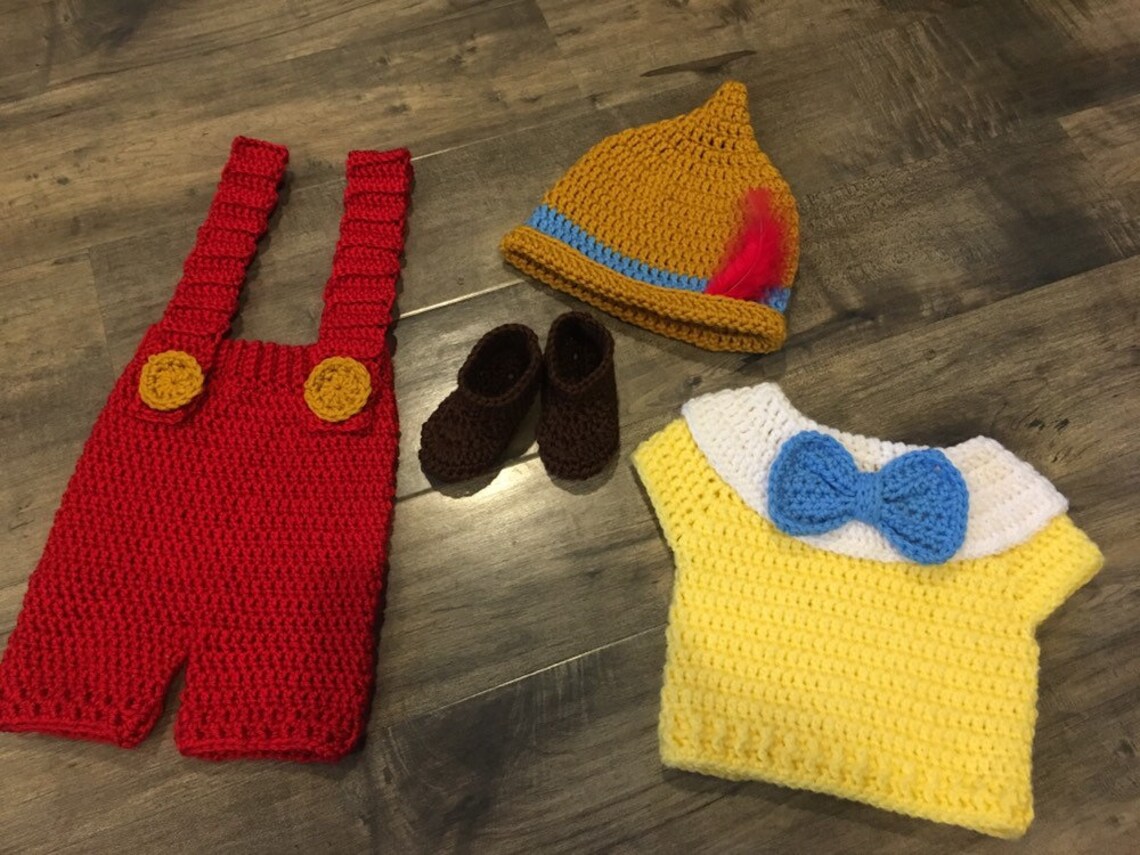 Pattern For Pinocchio Overalls Pinocchio Inspired Costume/crochet Pinocchio Outfit/disney Inspired ...