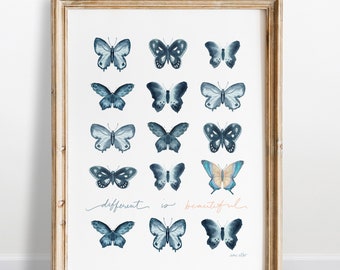 Butterfly Watercolor Art Print: Inspirational Teen Girl Decor (Digital Download)