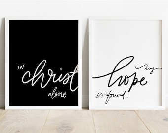 In Christ Alone Hymn Art Print Set: Inspirational Christian Wall Decor (Digital Download)