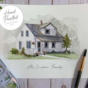 Custom Watercolor Home Portrait Hand-Painted Watercolor House Painting Custom house painting Home Illustration