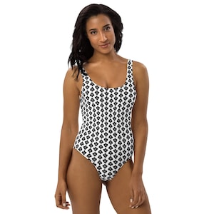 Hotwife Queen of Spades One-Piece Swimsuit QOS Black on White Low Scoop Back Cheeky Fit Perfect for Hotwife Vixen