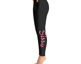 Fille - Sissy Leggings en lèvres claquant rose sur noir