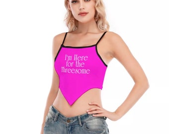 Hotwife Cami Tube Top - Estoy aquí para el trío en blanco sobre magenta - Totalmente personalizable