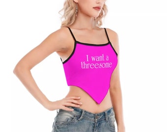 Hotwife Cami Tube Top - I want a threesome in white on magenta - Totally personalizable